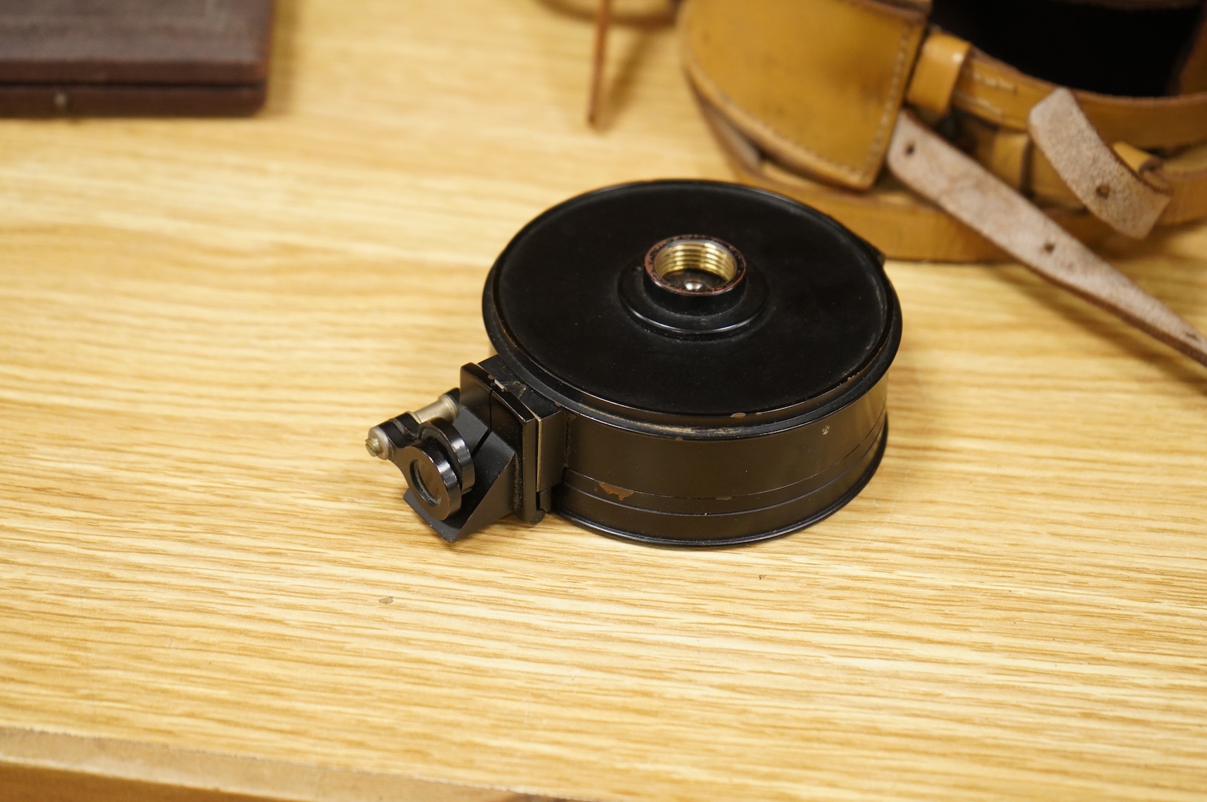 Four scientific instruments, consisting; a set of apothecaries steel balance scales, by Charles de Grave, 59, St. Martin’s le Grand…London; a set of three small drawing compasses, leather cased; a prismatic compass, by S